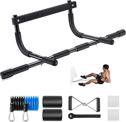 Heavy-Duty Doorway Pull-Up Bar - Supports 440 lbs | Multi-Grip Upper Body Workout | Portable Indoor Fitness Trainer for Home Gym